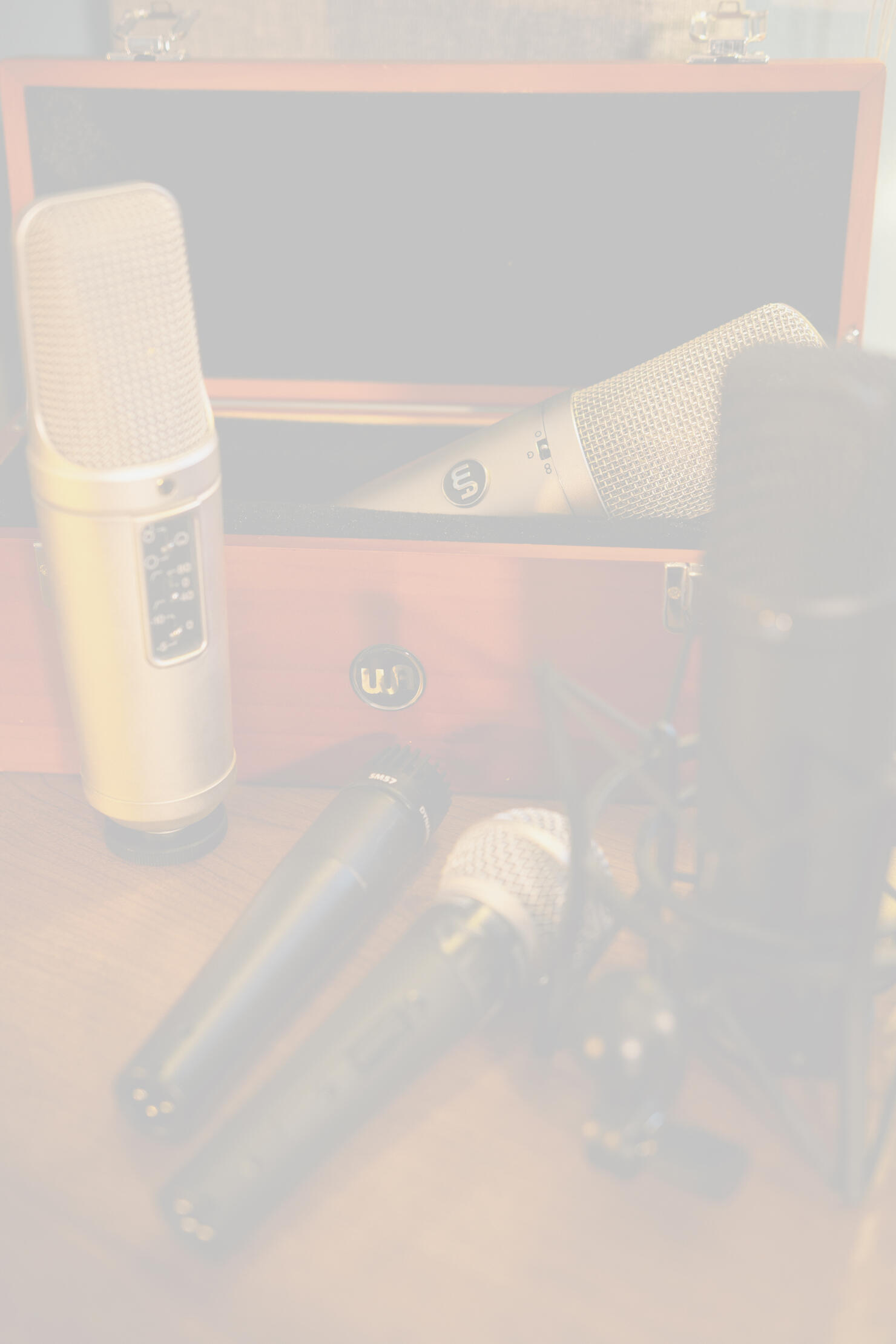 Electronics Scarlett 18i20 JBL 308P MkII 8” Monitors Audio-Technica ATH M50x Audio-Technica ATH M40x Warm Audio WA-47 Warm Audio WA-87 R2 RØDE NT2-A RØDE NT1 Shure SM57 Shure SM58 Walrus Audio Canvas Re-Amp Crate CA30